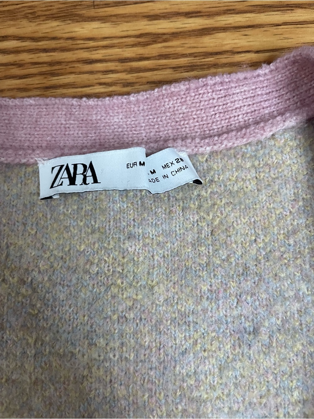 Zara Pastel Argyle Fuzzy Knit Cardigan Jewel Button Sweater Size M - Picture 8 of 11
